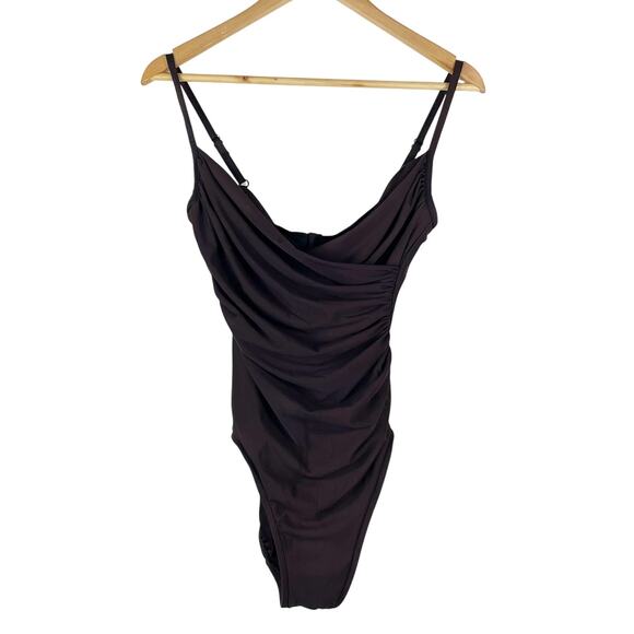 Miraclesuit Women's Chocolate Brown One Piece Swimsuit Size 8 Vintage Minimalist - Picture 1 of 4